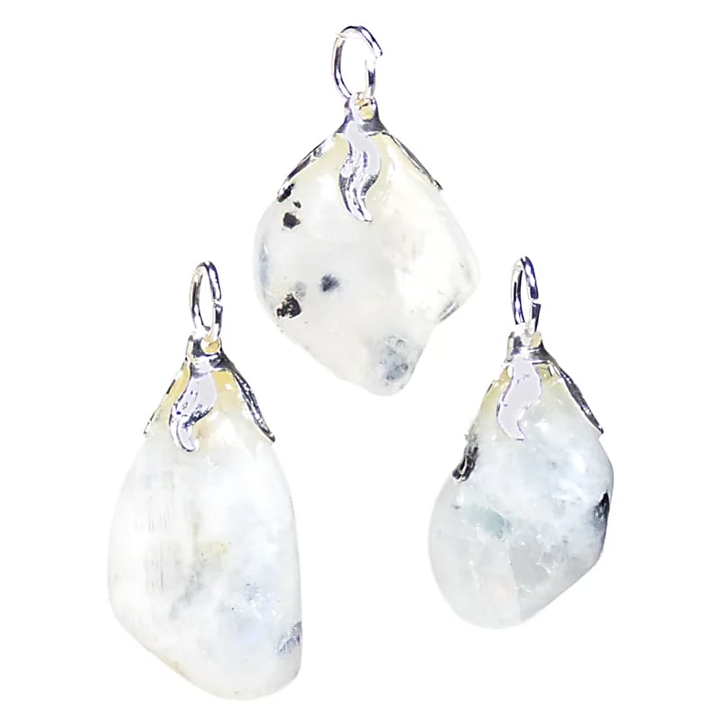 Pendentif pierre gemme Labradorite blanche -- ±1.5-3cm