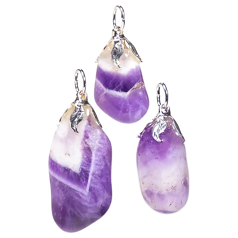 Pendentif pierre gemme Quartz améthyste --±1.5-3cm