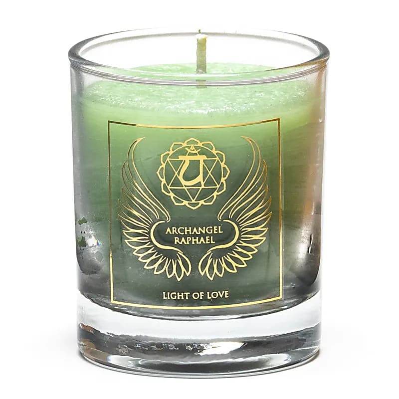 Bougie votive parfumée Archange Raphael chakra 4 -- 4.5x4 cm