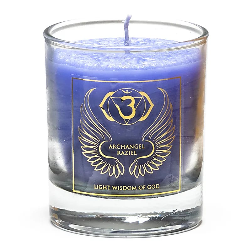 Bougie votive parfumée Archange Raziel chakra 6 -- 4.5x4 cm