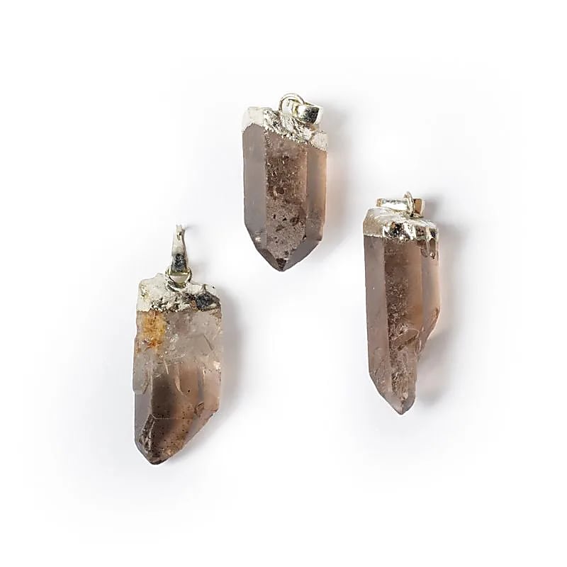 Pendentif de quartz fumé brut -- ±3cm