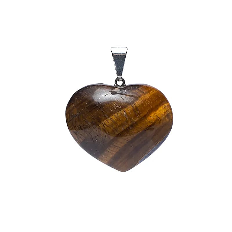 Pendentif oeil de tigre en forme de coeur -- ±2-3cm