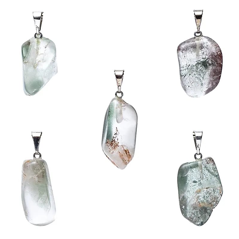Pendentif en pierre précieuse lodolite (quartz chaman) percée -- ±2,5cm