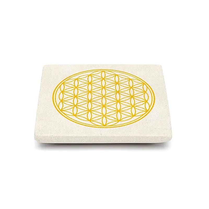 Brûle-encens Fleur de Vie grès -- 10x10 cm