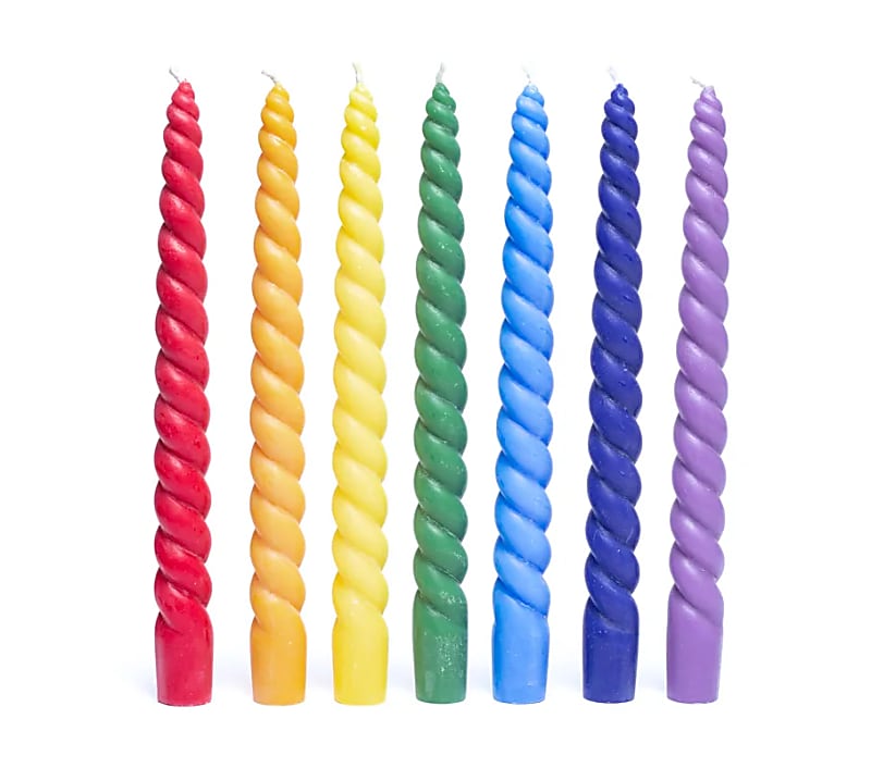 Bougies de dîner torsadées Chakra non parfumées lot de 7 -- 23cm