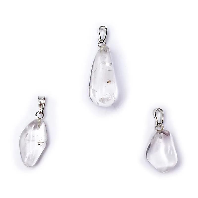 Broche pendentif Cristal de roche percé -- ±1-2.5cm