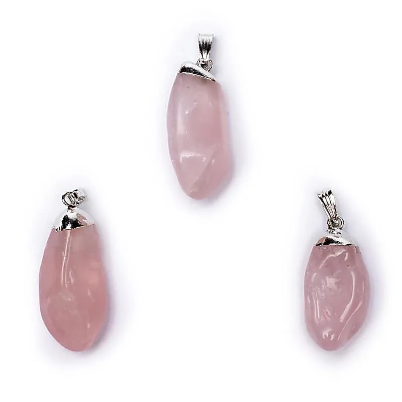 Pendentif Quartz rose monture en métal -- ±1-3 cm