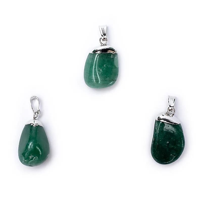 Pendentif Aventurine vert monture en métal -- ±1-2.5cm