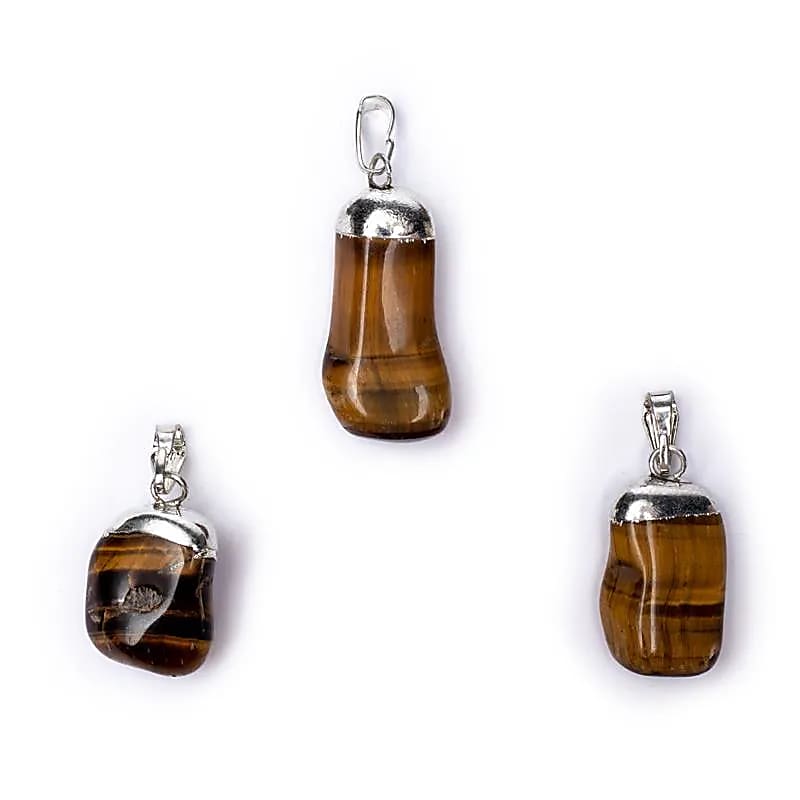 Pendentif Oeil de tigre monture en métal -- ±2-3 cm