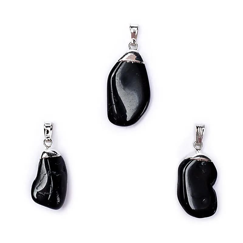 Pendentif Tourmaline noire monture en métal -- ±1-2.5cm