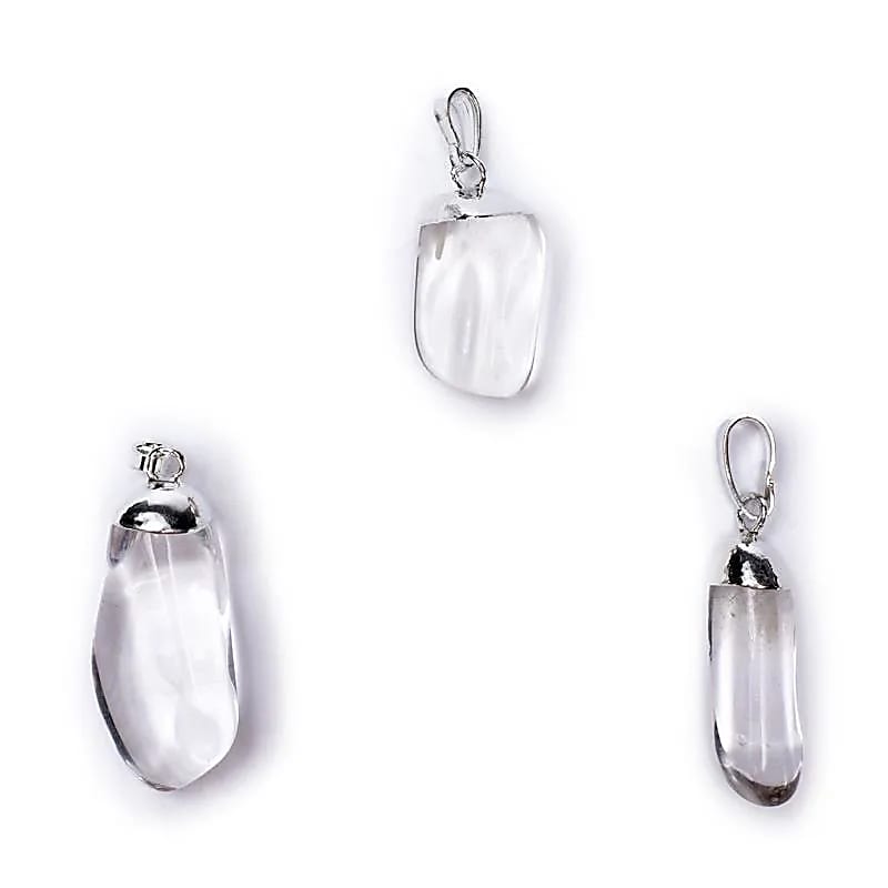Pendentif Cristal de roche monture en métal -- ±2-3 cm