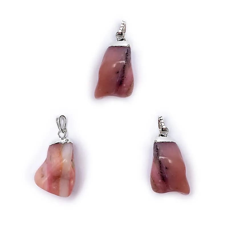 Pendentif Opale rose montature en métal --±2.5-4cm