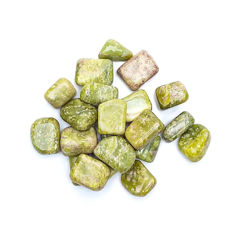Serpentine jaune pierres polies de Qualité A -- ±500g; ±2-3cm