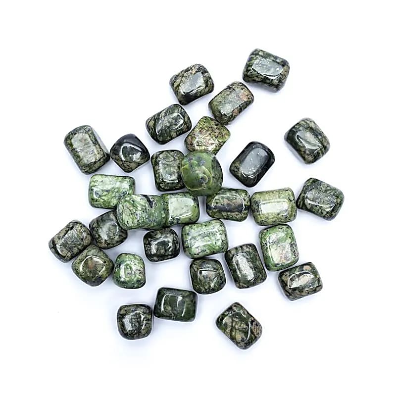 Serpentine verte pierres polies qualité A -- ±500g; ±2-3cm