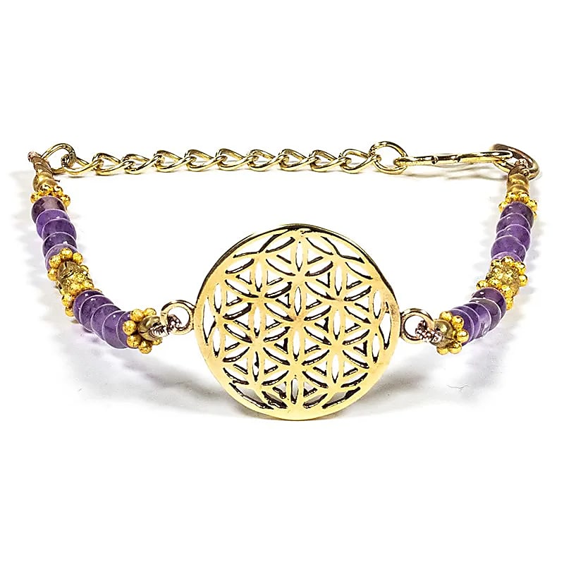 Bracelet fleur de vie avec améthyste -- ±0.3 cm
