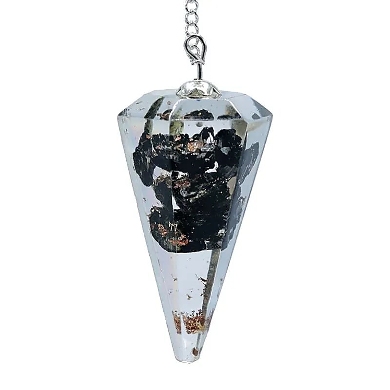 Orgonite Pendule en tourmaline noire pointe à facette -- 11 g; 4 cm