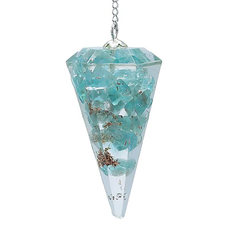 Orgonite Pendule Apatite pointe à facette -- 11 g; 4 cm