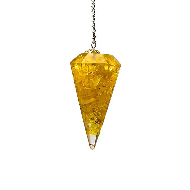 Orgonite Pendule Citrine pointe à facette -- 11 g; 4 cm