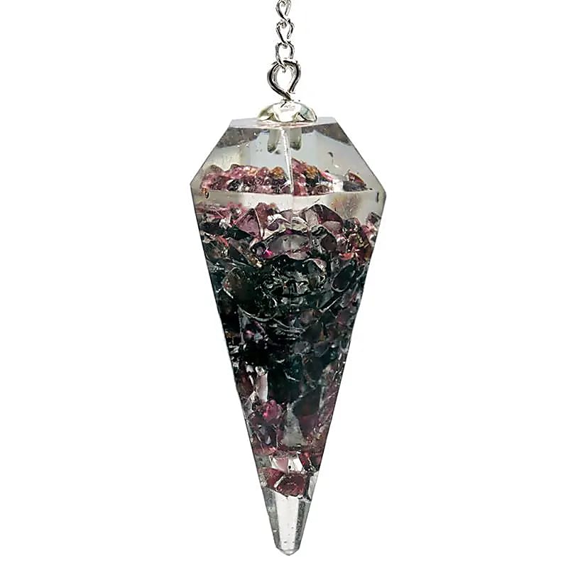 Orgonite Pendule Grenat pointe à facette -- 11 g; 4 cm