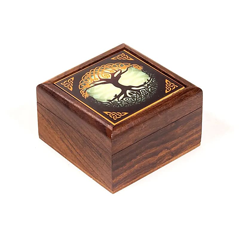 Boîte à bijoux arbre de vie -- 6.5x6.5x3.5 cm