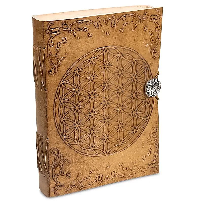 Carnet de note Fleur de vie avec couverture en cuir synthétique -- 250 g