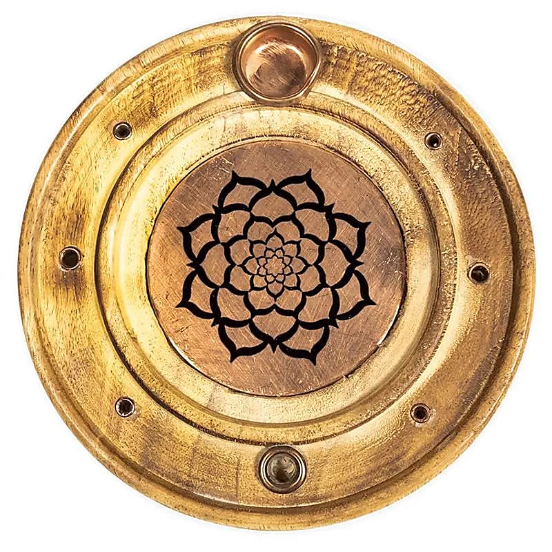 Brûleur de bâtons d'encens & cônes Lotus mandala -- 10 cm