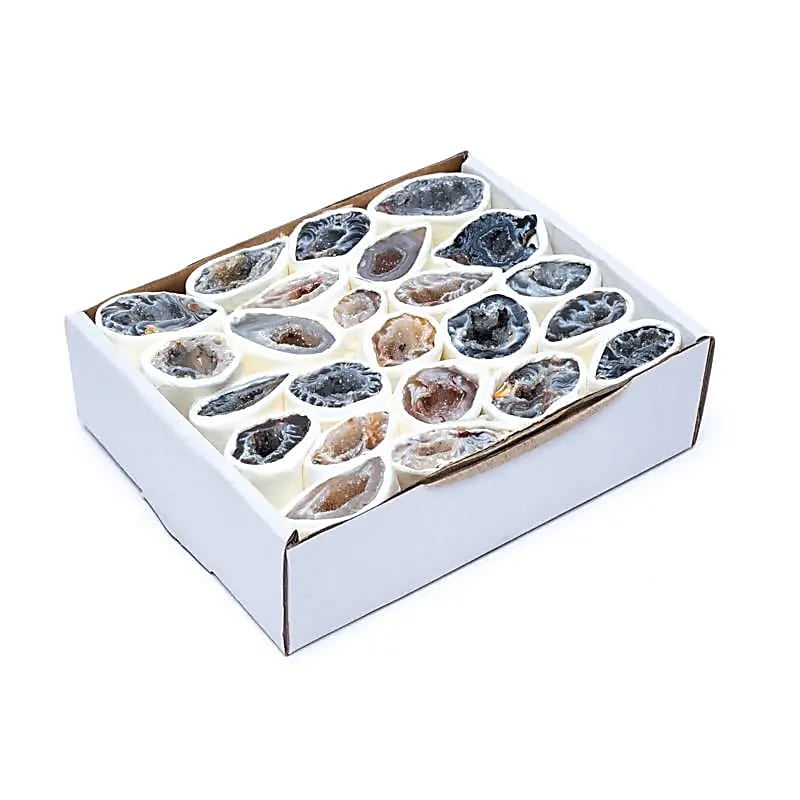 Boite de géodes dÁgates 20 à 30 pièces -- ±250 g; ±2-5 cm