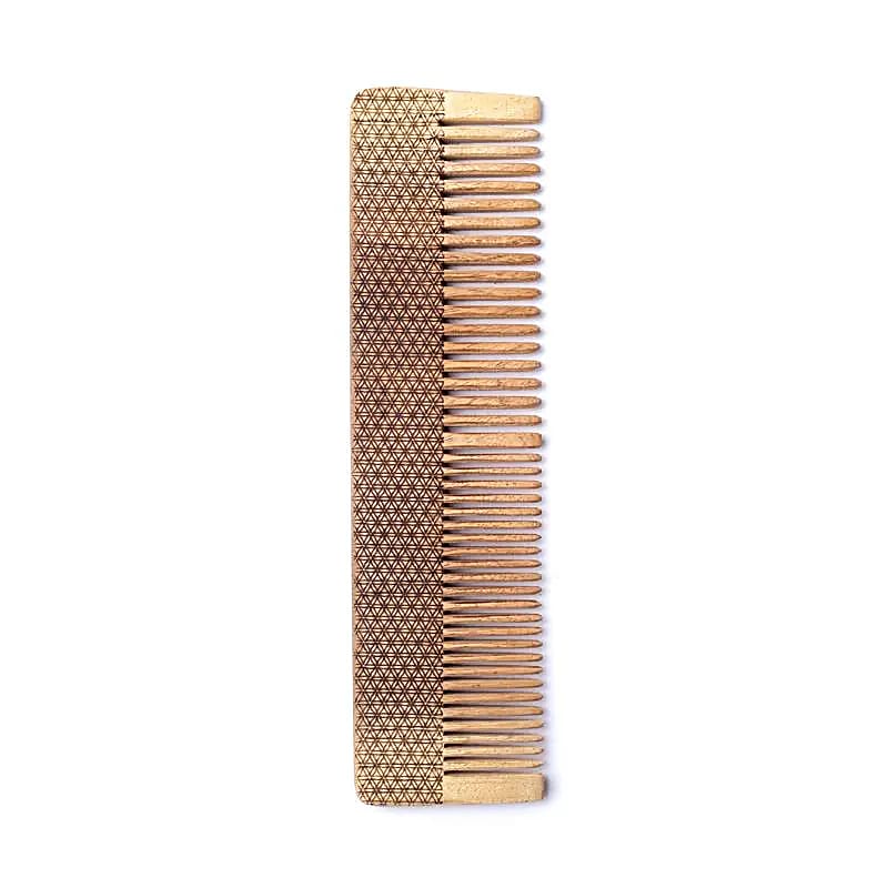 Peigne en bois naturel Fleur de Vie -- 19cm