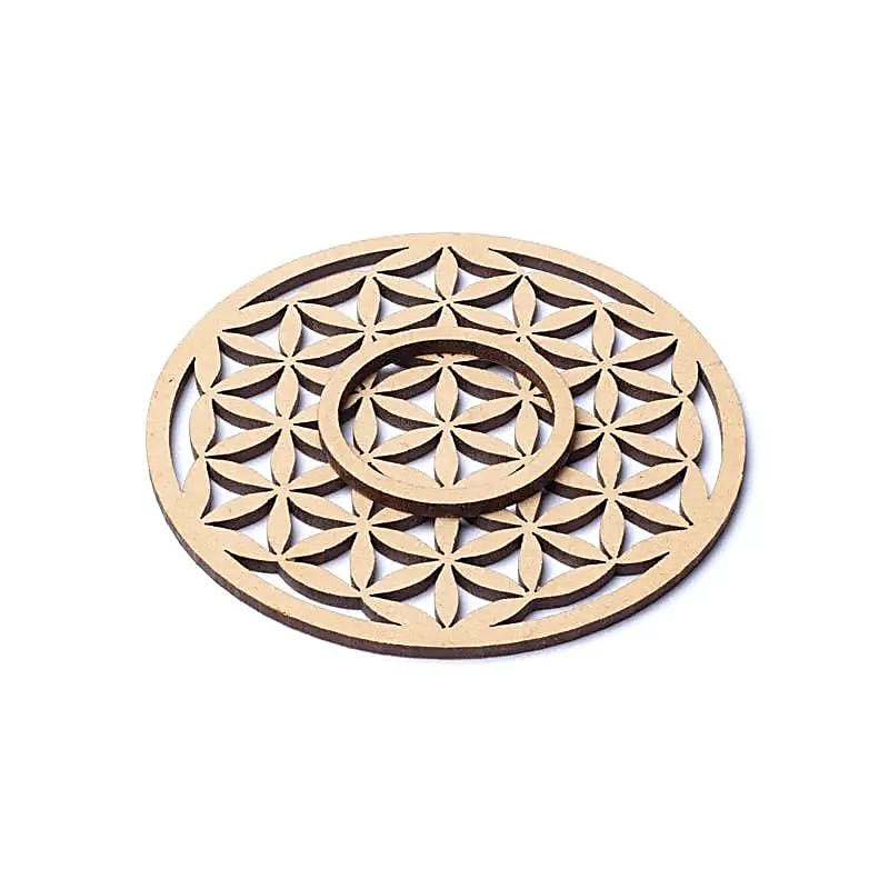 Support pour sphère en pierre fleur de vie -- 7 cm