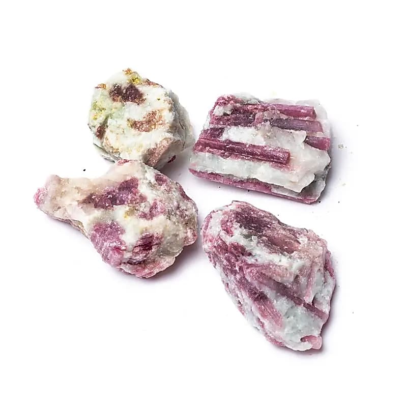 Tourmaline rose brute avec quartz -- ±1000g; ±4-10cm