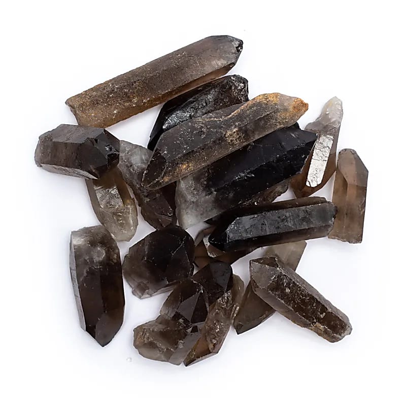 Pointes de quartz fumé brutes -- ±500 g; ±4-6 cm