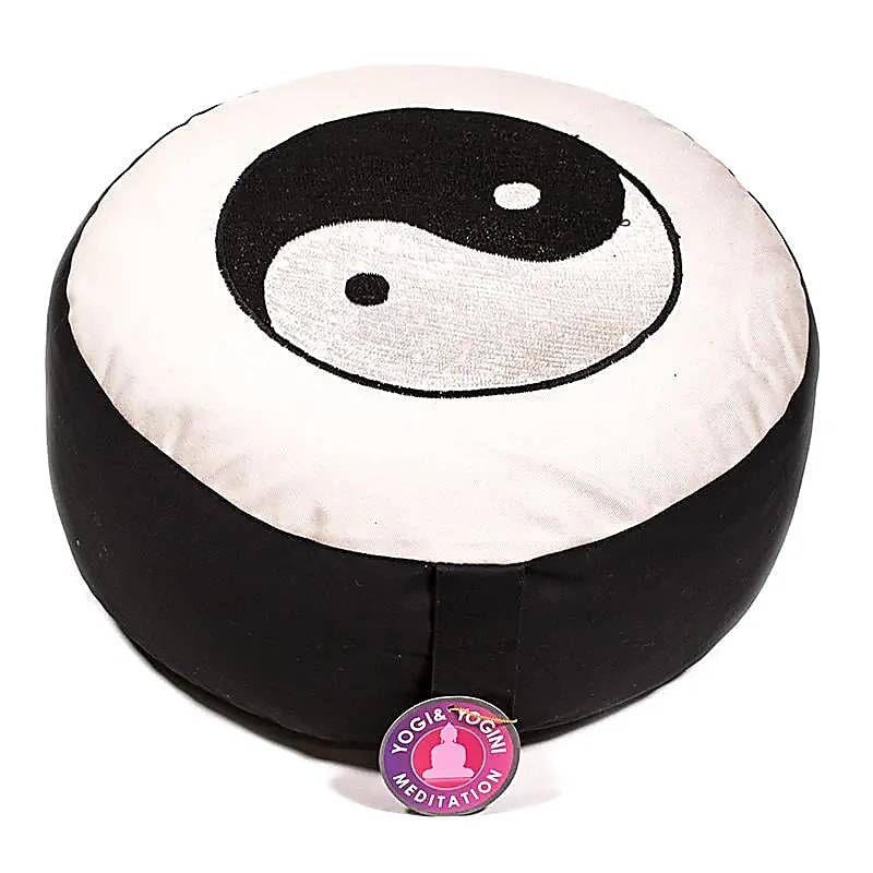 Coussin méditation Yin et yang noir et ivoire -- 33x17 cm