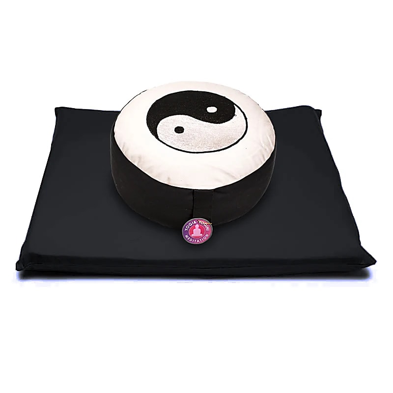 SET Méditation symbol yin yang ivoire et noir -- 65x65x5 cm