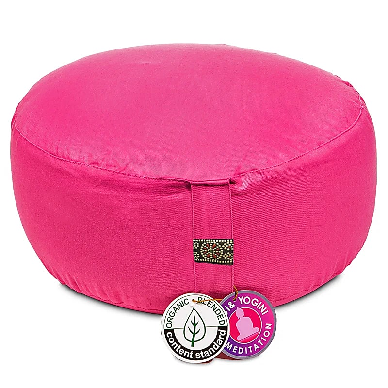 Coussin de méditation rose coton BIO (OCS) -- 33x17cm; ±2500g