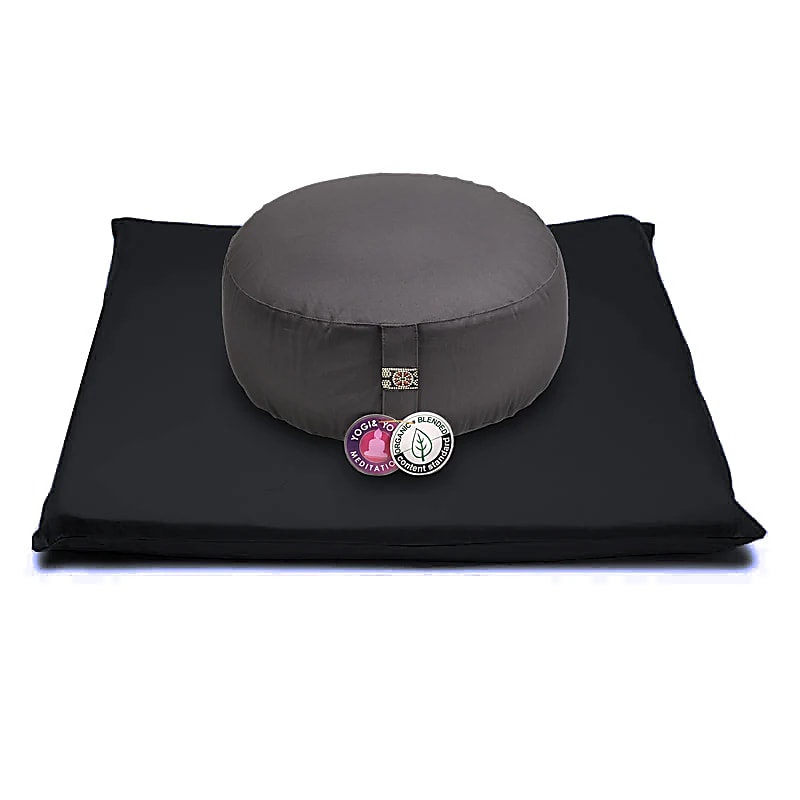 SET Méditation Anthracite/ noir coton BIO (OCS) -- 65x65x5 cm; ±2500 g