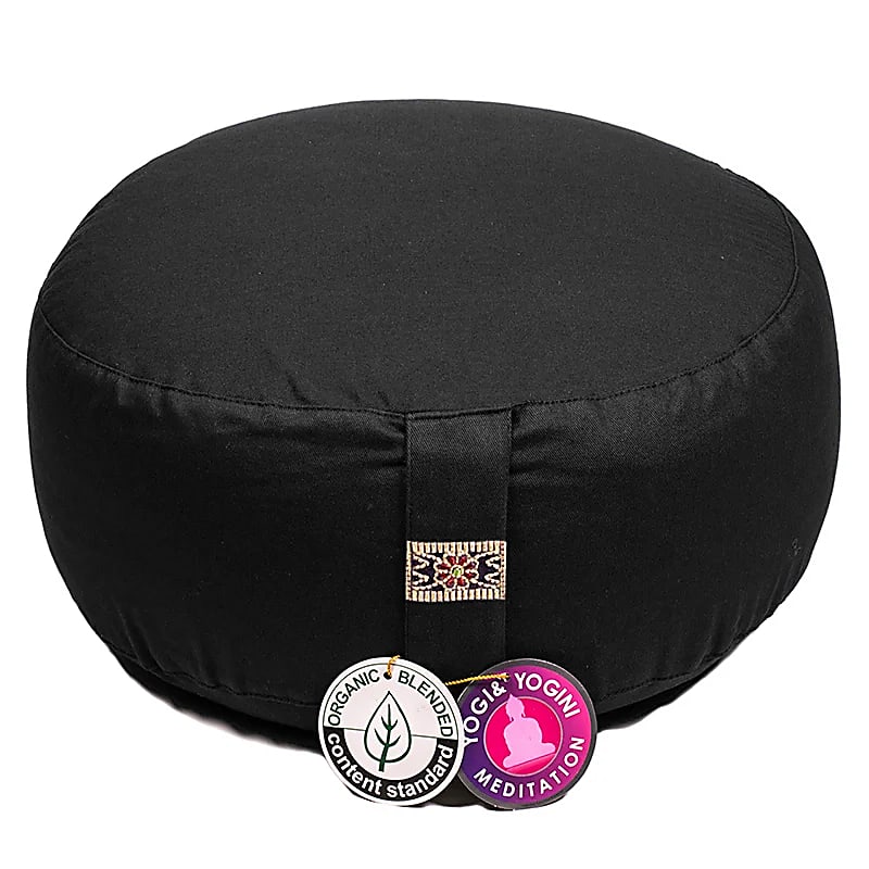 Coussin de méditation Noir coton BIO (OCS) -- 33x17cm; ±2300g