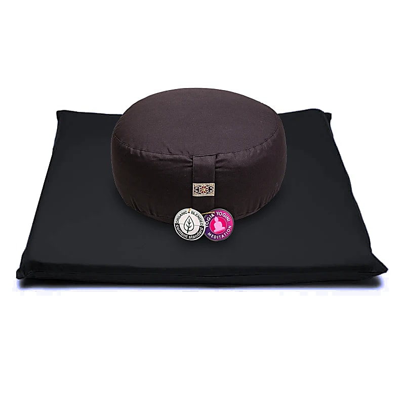 SET Méditation noir sur noir coton BIO (OCS) -- 65x65x5 cm; ±2500 g