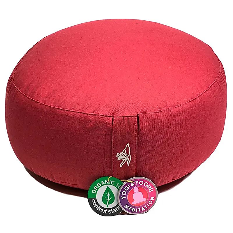 Coussin de méditation rouge coton BIO (OCS) -- 33x17cm; ±2300g
