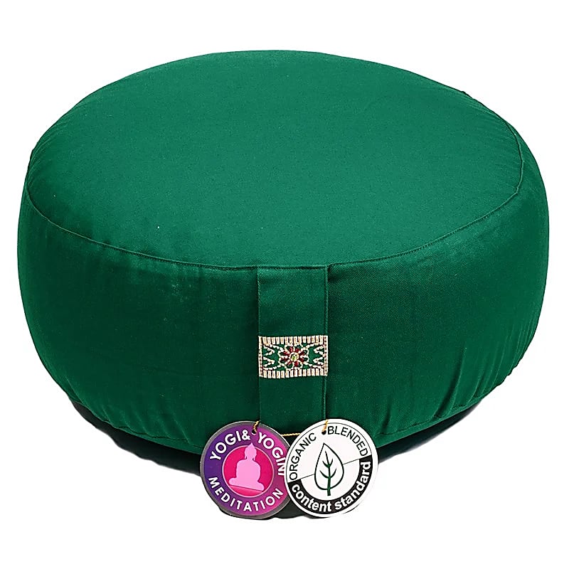 Coussin de méditation Vert foncé coton BIO (OCS) -- 33x17cm; ±2300g