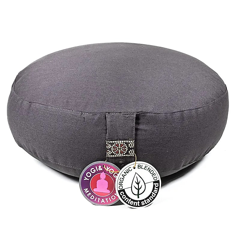 Coussin méditation modèle bas anthracite coton BIO (OCS) -- 33x12 cm; ±1810 g