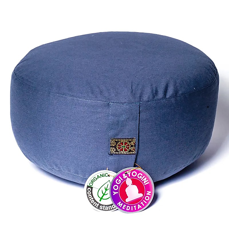 Coussin de méditation bleu ardoise coton BIO (OCS) -- 33x17 cm; ±2300 g
