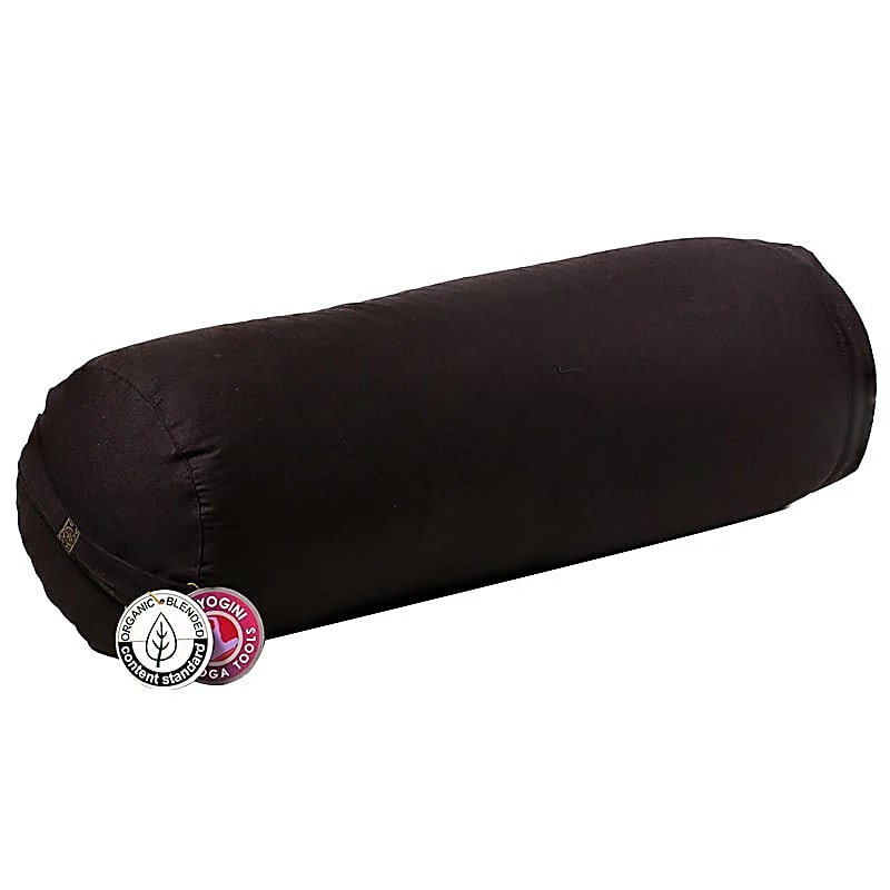 Coussin cylindrique noir coton BIO (OCS) -- 60x16cm; ±2300 g