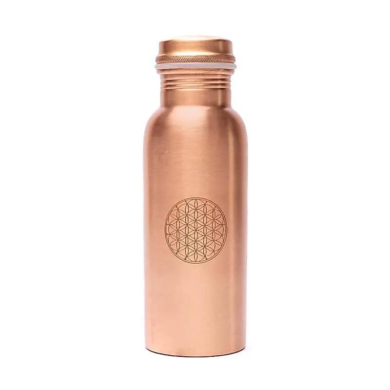 Bouteille en cuivre Fleur de Vie gravée au laser -- 500 ml