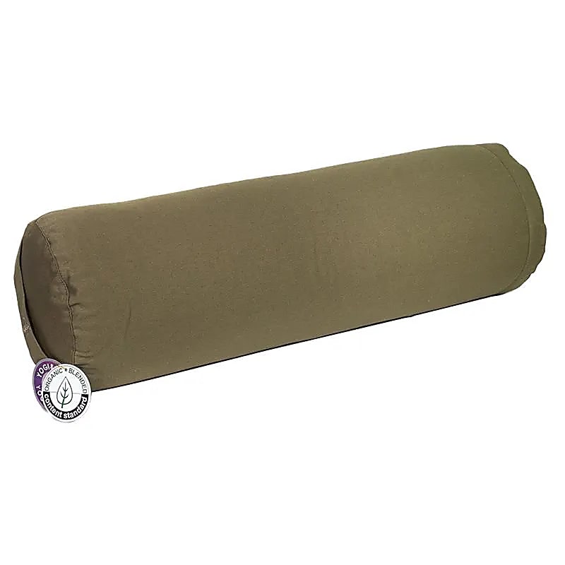 Bolster Yoga vert olive coton BIO (OCS) -- 60x16cm; ±2300 g