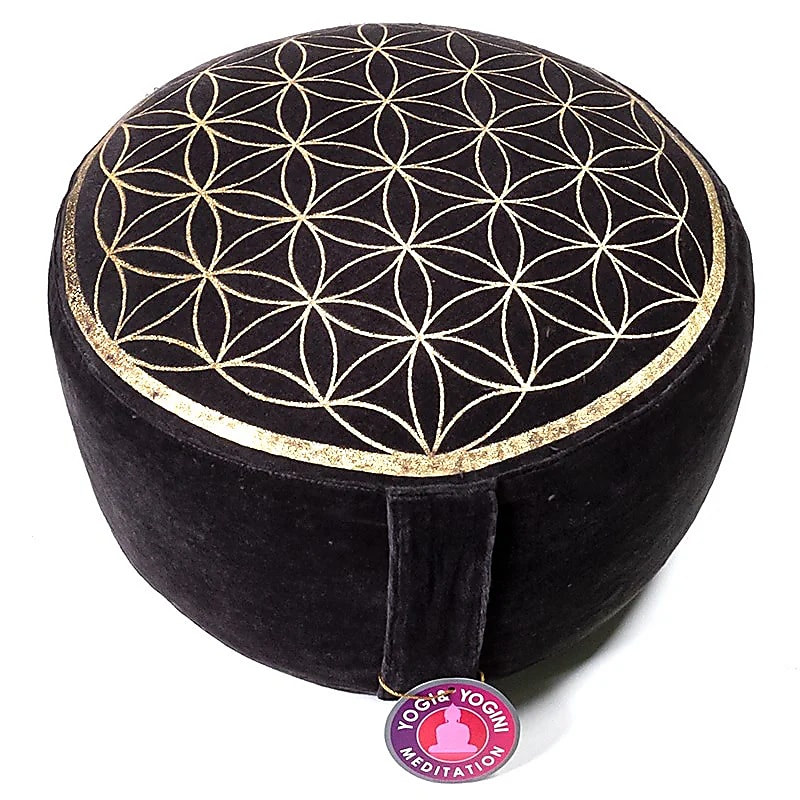 Coussin de méditation vintage fleur de vie athracite --±2300g