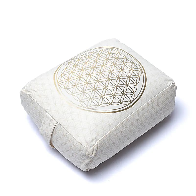 Coussin de méditation /Bolster de yoga fleur de vie coton biologique (OCS) -- 38x28x13cm ; ±2780g