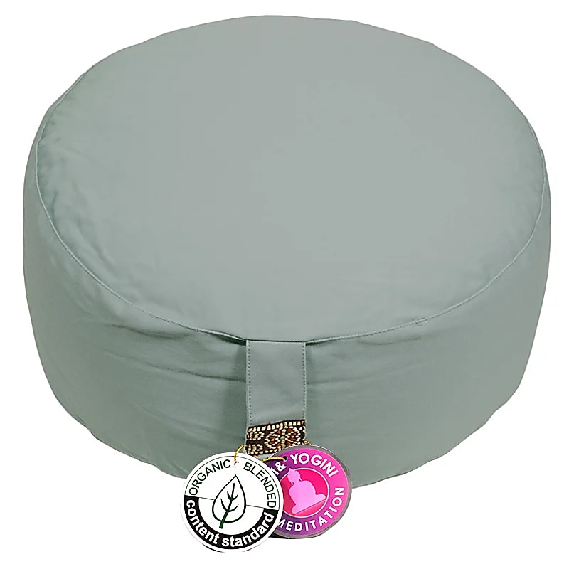 Coussin de méditation vert céladon coton BIO (OCS) -- 33x17cm; ±2300g