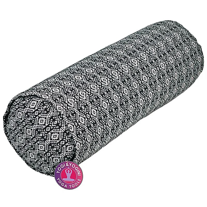 Bolster de Yoga noir et blanc cylindrique -- 60x16 cm; ±2300 g