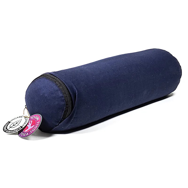 Mini bolster / traversin bleu foncé coton BIO (OCS) -- 40x12cm; ±920g