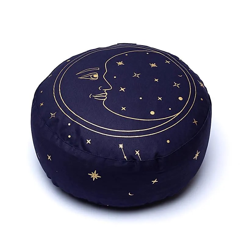 Coussin de méditation lune bleu marine coton biologique (OCS) -- 33x13 cm ; 2100g